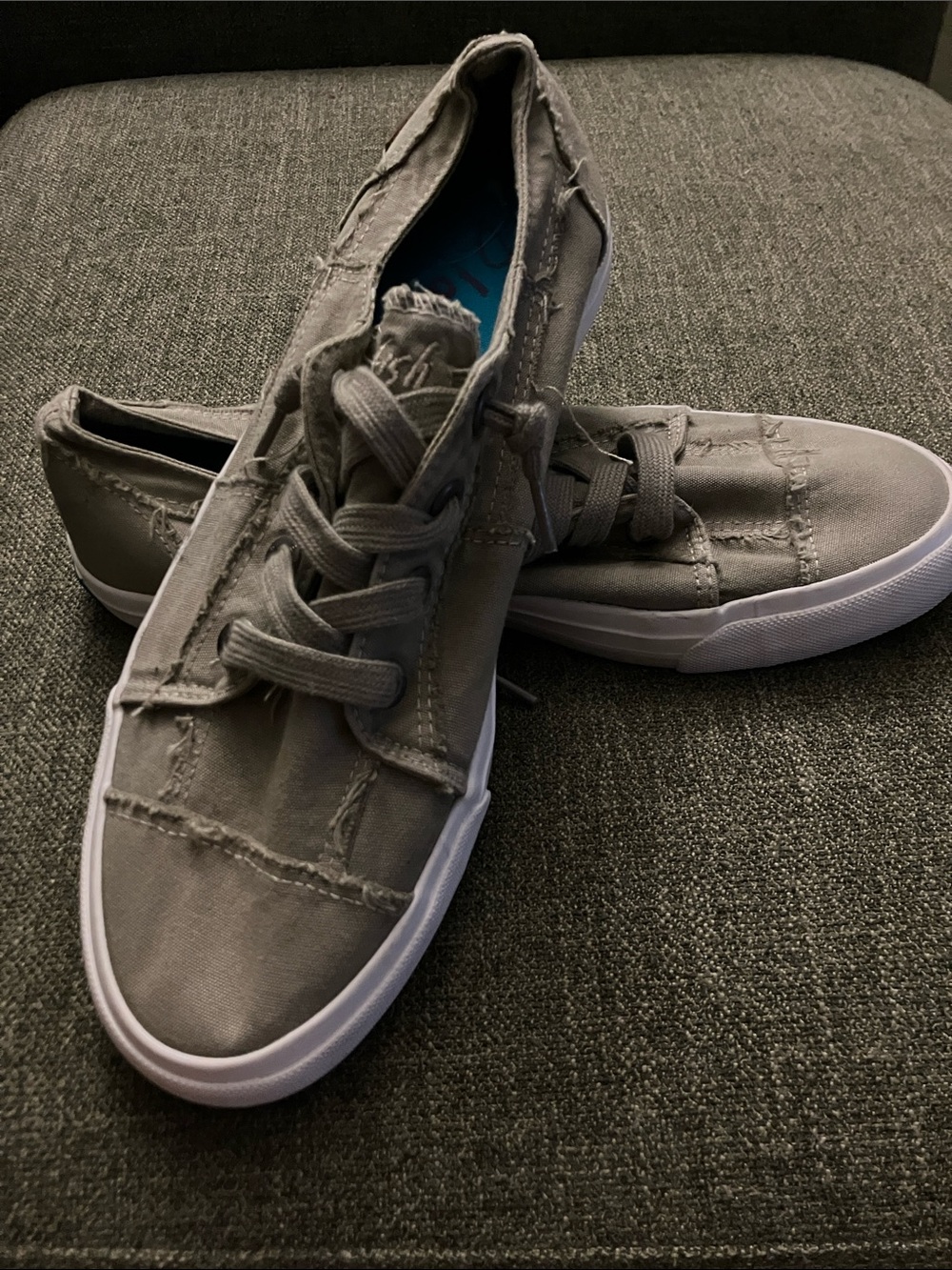 Blowfish Gray Frayed Canvas Low-Top Sneakers